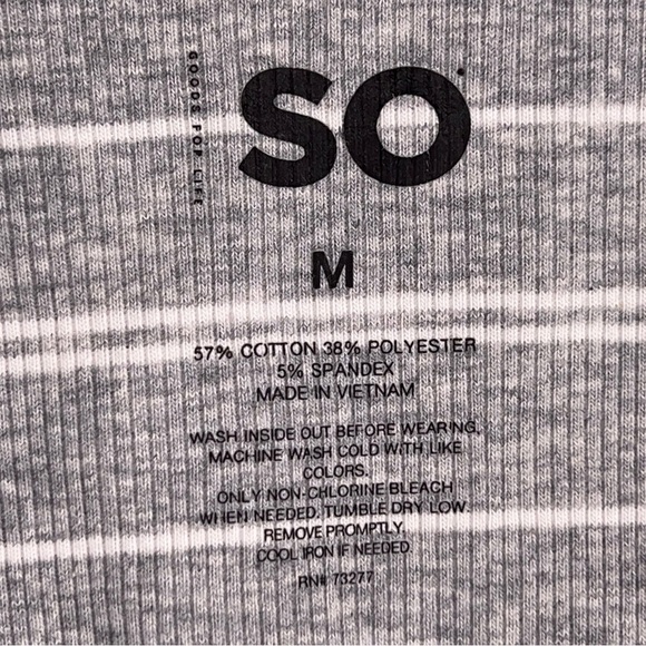 MEDIUM JUNIORS SO FITTED GREY WHITE RIBBED STRIPES TANK - Picture 10 of 11